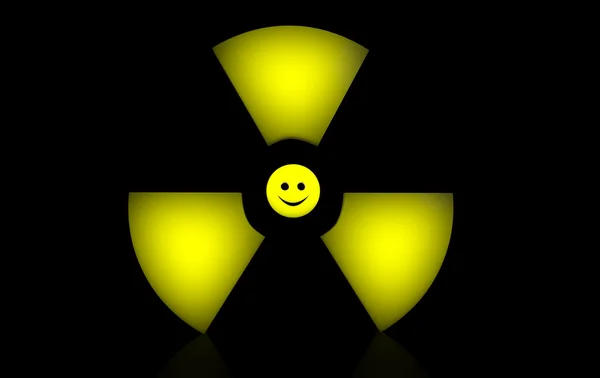 Återgivning Ett Radioaktivt Tecken Med Smiley — Stockfoto
