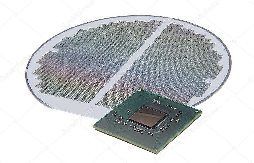 CPU lying on silicon wafer