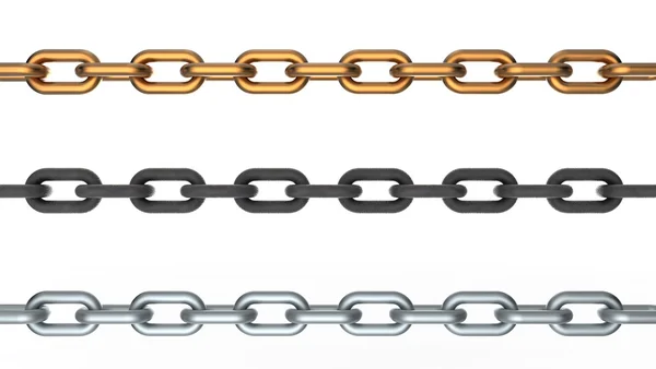 つの鎖が白い背景で隔離のコンピューターの レンダリング — ストック写真