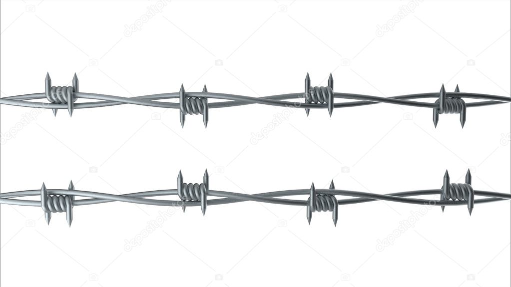 Barbwire computer rendering isolated on white