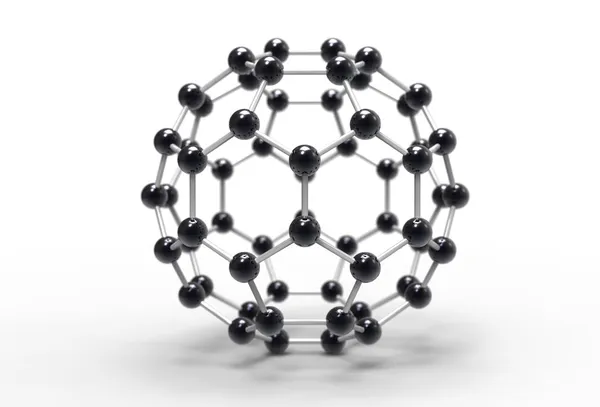 计算机绘制的 C60 富勒烯分子 免版税图库照片