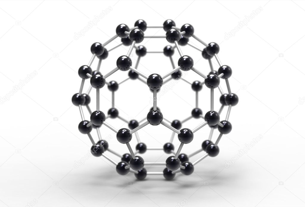 Computer rendering of a C60 fullerene molecule