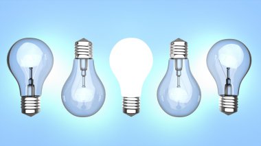 Light bulbs over blue background clipart