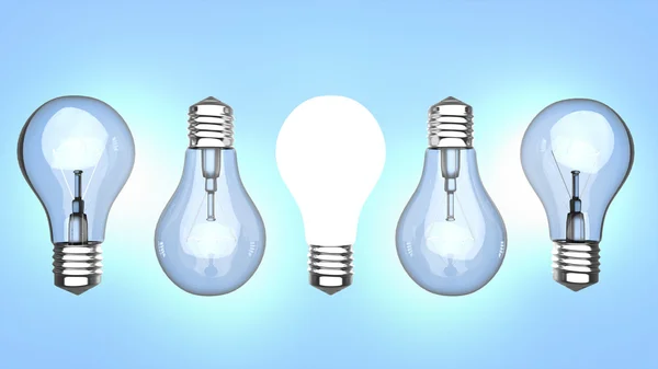 Light bulbs over blue background — Stock Photo, Image