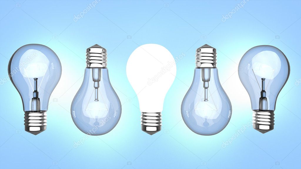 Light bulbs over blue background