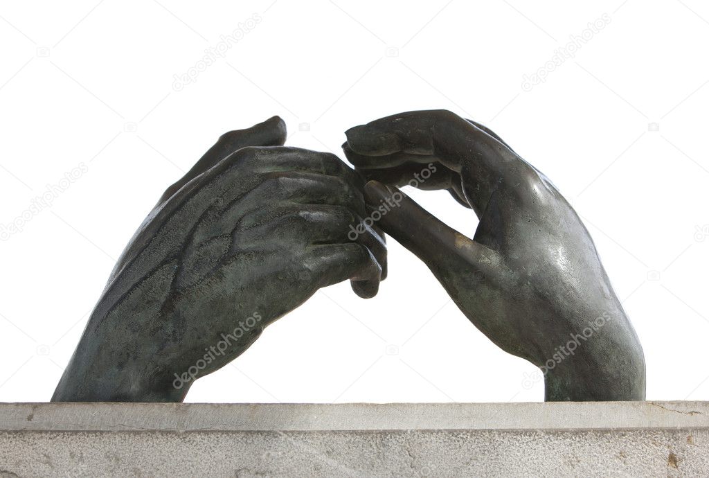 Sculpture of two hands touching