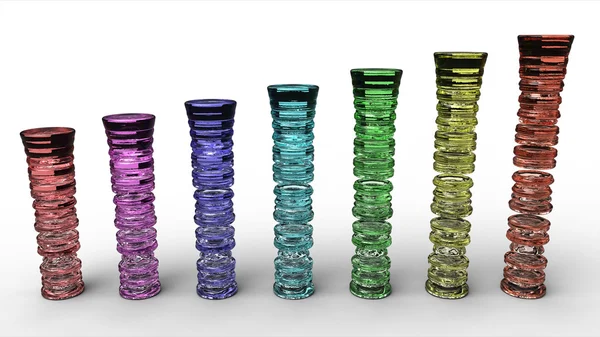 Rendering di colonne di vetro colorato — Foto Stock