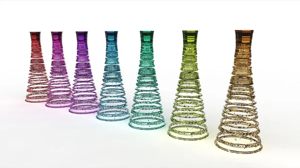 Representación de botellas de vidrio de colores — Foto de Stock