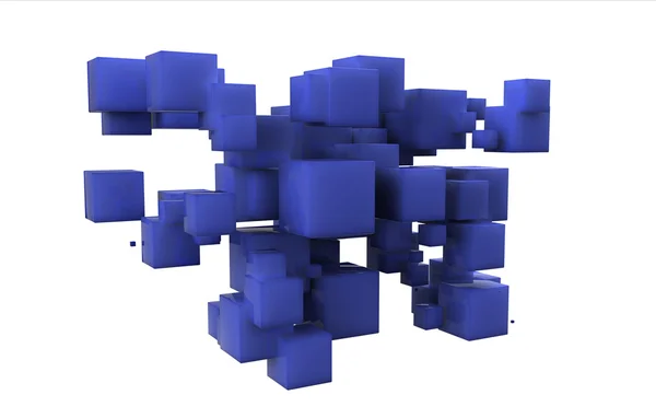 Zufällige Anordnung blauer Würfel — Stockfoto