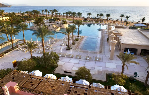 埃及酒店泳池的海景 — 图库照片