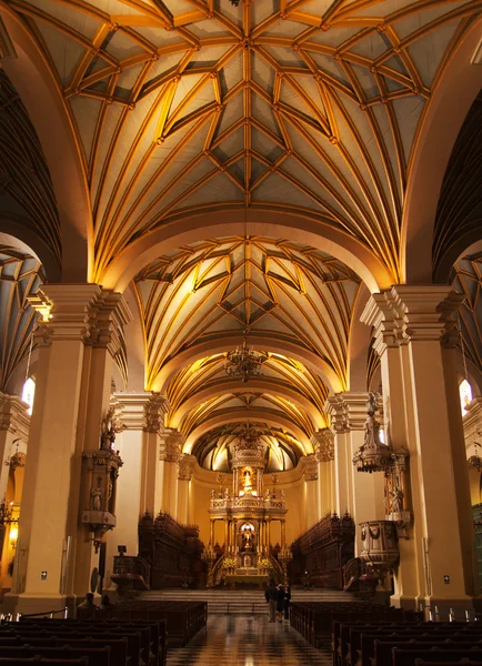 Hlavní Loď Oltář Limské Katedrály Hlavní Náměstí Peru — Stock fotografie