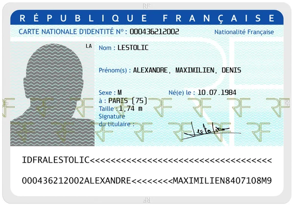 French national identity card (male) — Stock Photo © DenisCostille #5111238