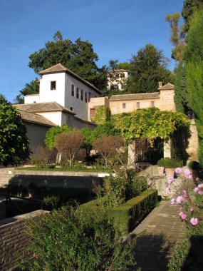 Palacio generalite ve Bahçe alhambra, granada, İspanya