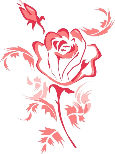 Grand Petit Bourgeon Rose Illustration Vectorielle Abstraction — Image vectorielle