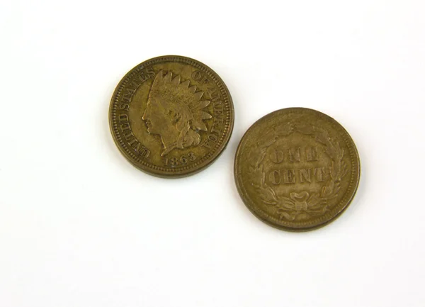 Münzen - indische Kopfcent — Stockfoto