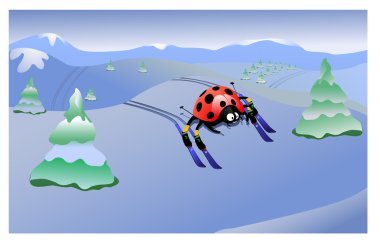 Ladybird skier clipart