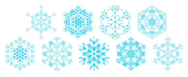 Uppsättning dekorativa snöflingor, vektor — Stock vektor