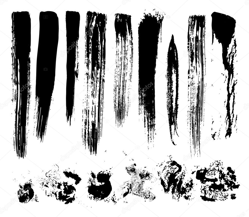 Set of brush strokes, stains, vector