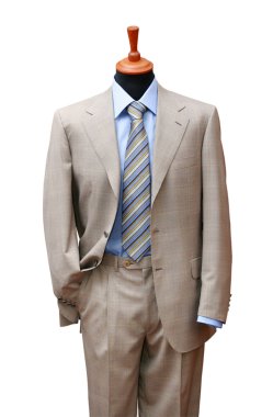 Posh suit on shop mannequin isolated on white clipart