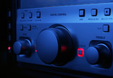 Hi-fi's control panel in blue clipart