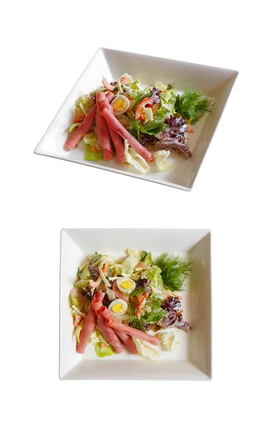Salade avec jambon tranché et oeuf — Photo