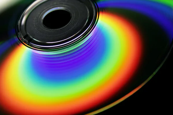 在光盘表面上的彩虹 — 图库照片