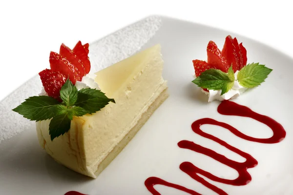 Strawberry Cheesecake Closeup — Stock Photo, Image