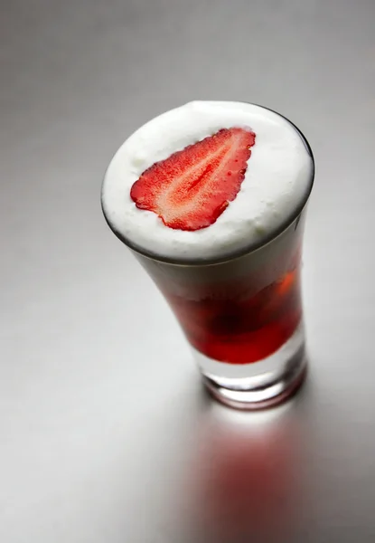Cocktail with whipped cream & strawberries — Stock Photo, Image