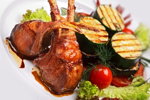 stock image Lamb meat with garnish