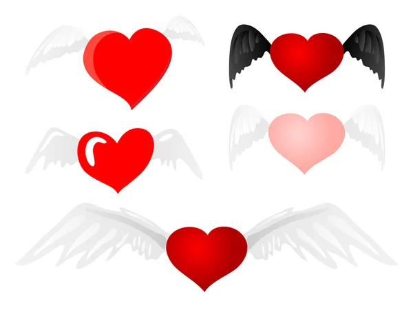 stock vector Vector Hearts with wings