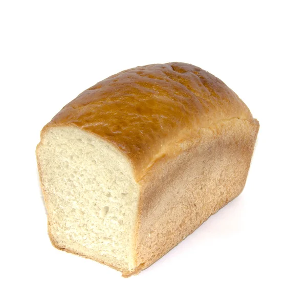 Beyaz Arkaplanda Izole Edilmiş Bir Somun Ekmek — Stok fotoğraf