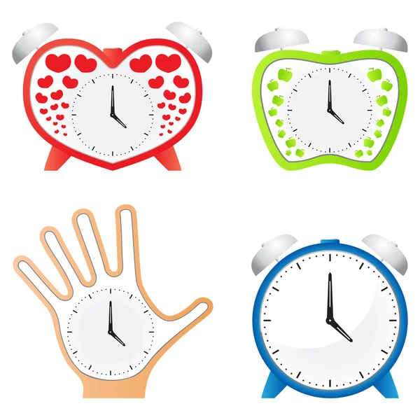 Clocks different shapes — Stock Vector