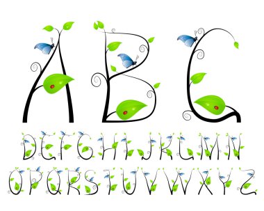 Floral alphabet clipart