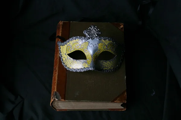 Carnival Mask Lying Book — Stock Photo, Image