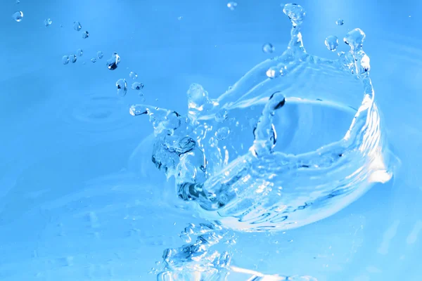 Salpicadura Agua Azul Macro Primer Plano —  Fotos de Stock