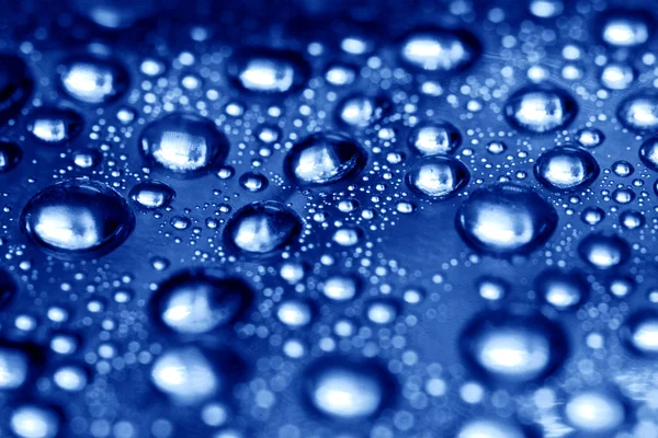 Limpiar Azul Gotas Agua Macro Fondo — Foto de Stock