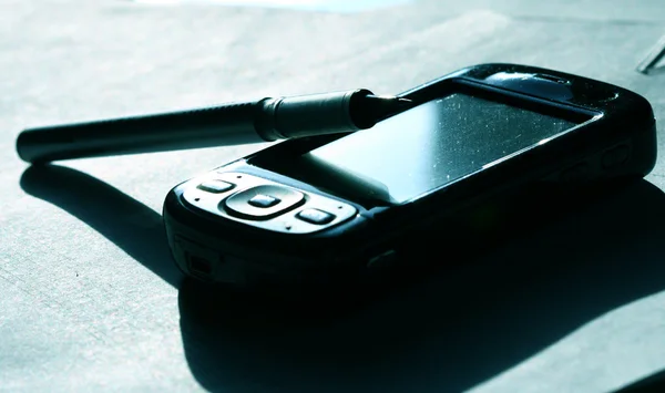 Téléphone Portable Stylo Arrière Plan Affaires — Photo