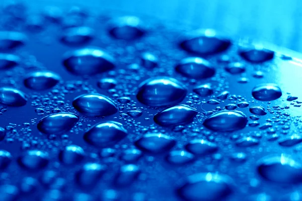 Saubere Blaue Wassertropfen Makrohintergrund — Stockfoto