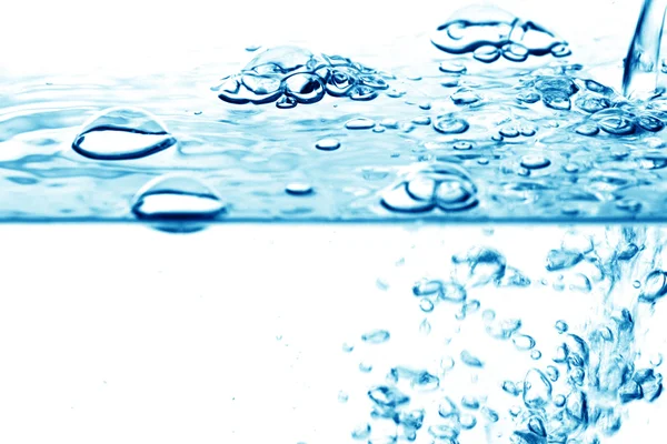 Blått Vatten Bubblor Ren Bakgrund — Stockfoto