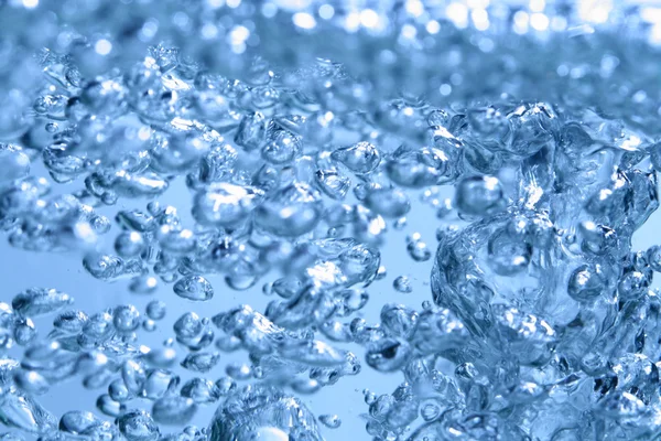 Blått Vatten Bubblor Makro Närbild — Stockfoto