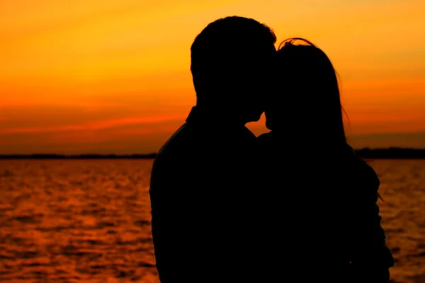 Entspannen Sie Sich Auf Dem Goldenen Sonnenuntergang Romantik Flirt Von — Stockfoto
