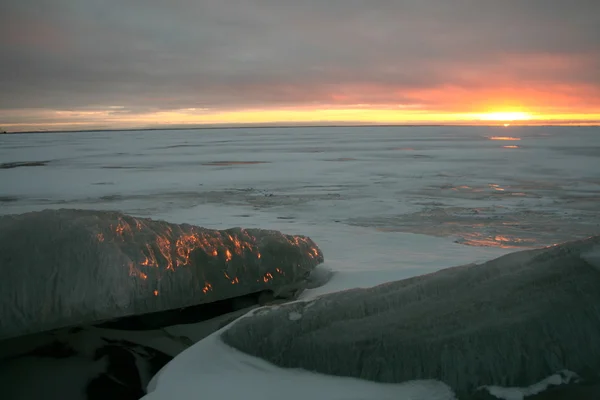 Świt Słońce Zachód Zimowy Krajobraz — Zdjęcie stockowe