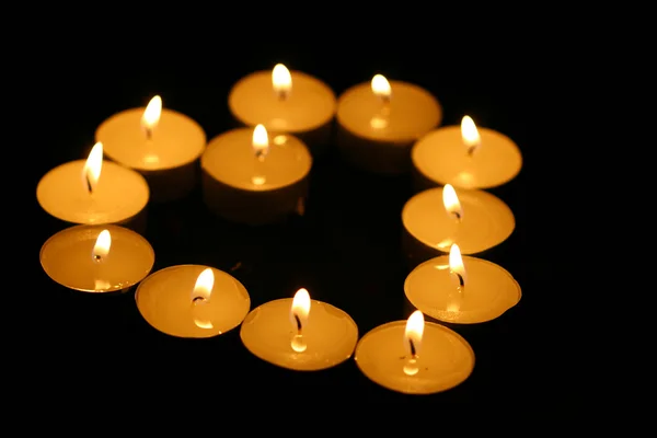 Sacred Candles Dark Black Background — Stock Photo, Image