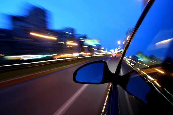 Velocidade Carro Movimento Estrada Turva — Fotografia de Stock