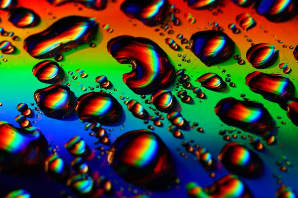 Colorido Gotas Água Macro Perto — Fotografia de Stock