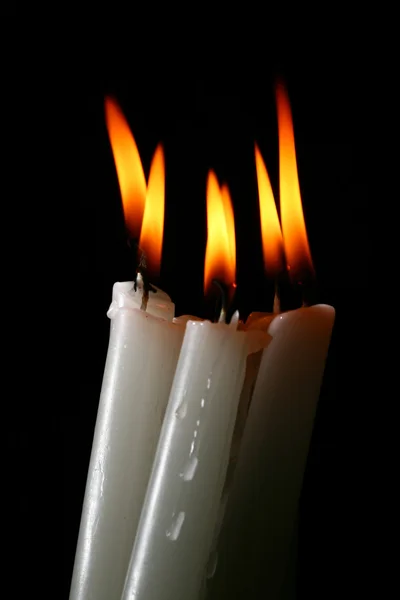 Heilige Kerzen Dunkelheit Auf Schwarzem Hintergrund — Stockfoto