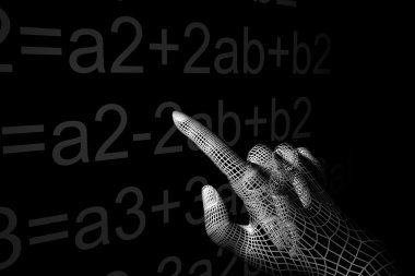 Cyber hand mathemathics 3d abstract clipart