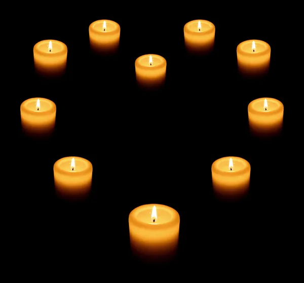Beautiful Candles Heart Black — Stock Photo, Image