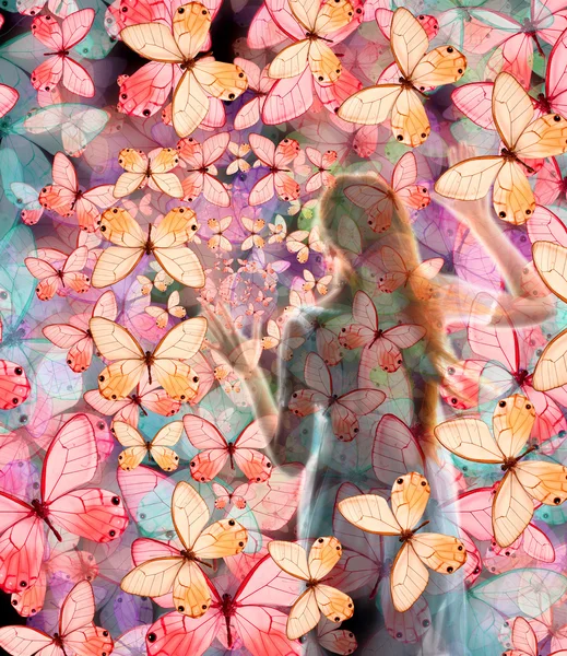 Chica en mariposa —  Fotos de Stock