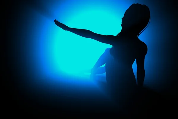 Кібердівчина Блакитному Світлі Сексуальна — стокове фото